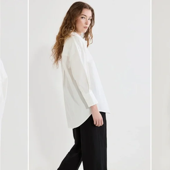 Anine Bing Mika White Cotton Button-Up Shirt XS EUC - Picture 4 of 11